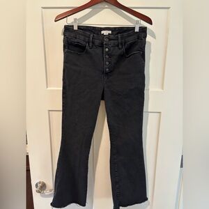 Good American Black Flare Jeans with Button Fly